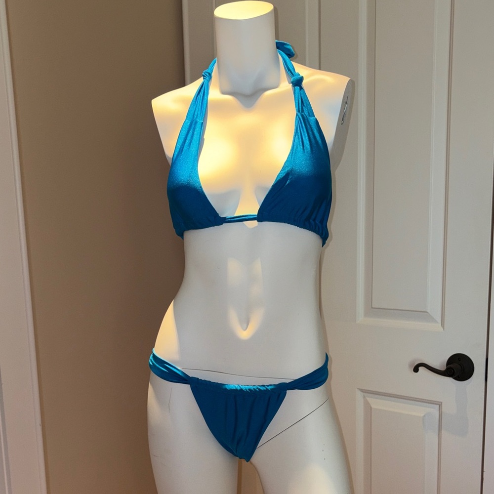 Blue Halter Bikini Set